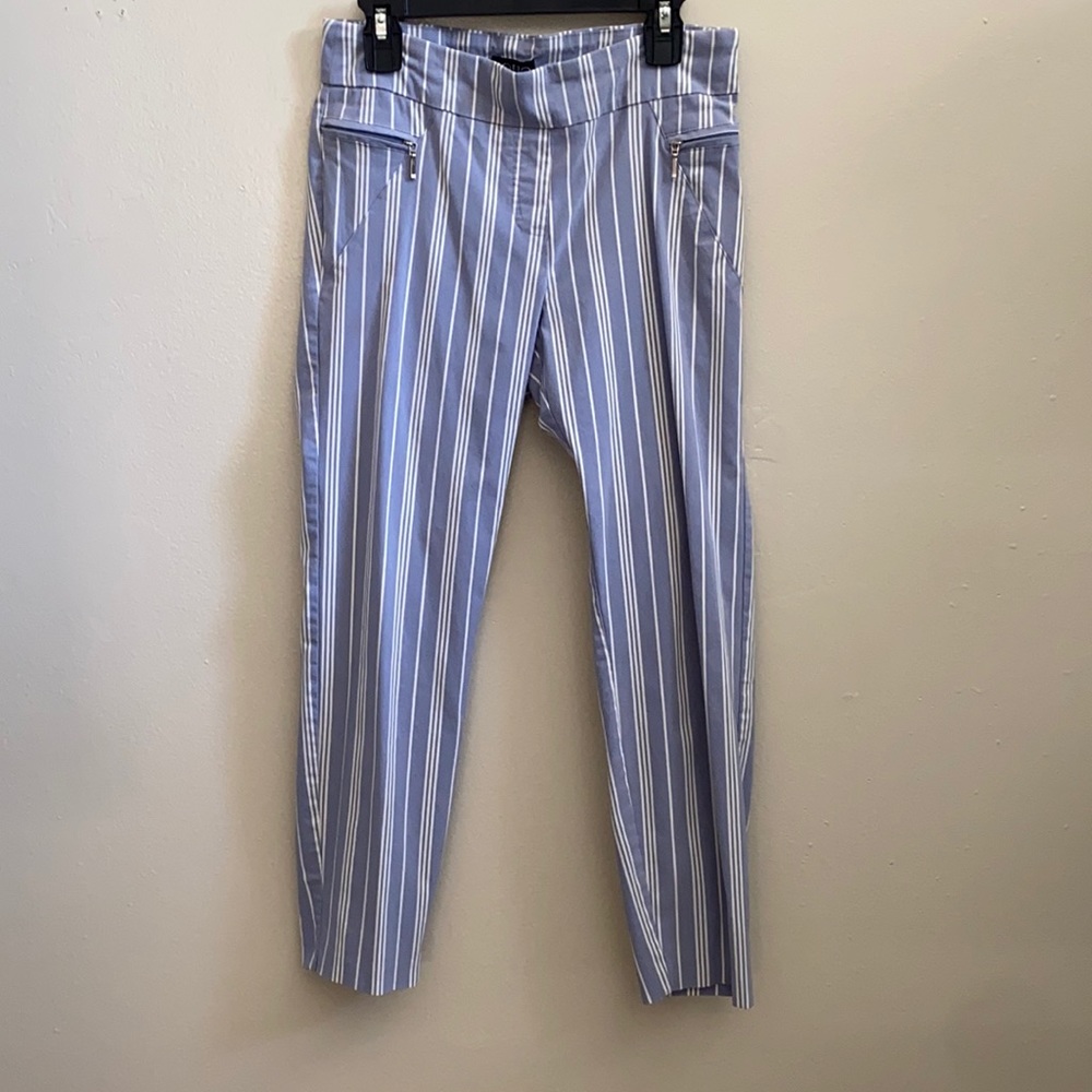 SOHO Women's Light Blue and White Striped Dress Pants Size S (Pitiete)